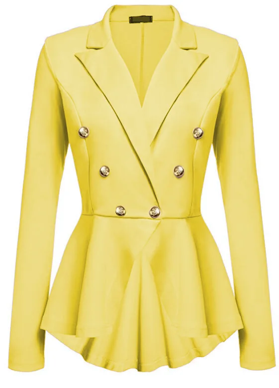 Женский блейзер приталенный воротник v образный вырез длинный рукав двубортный