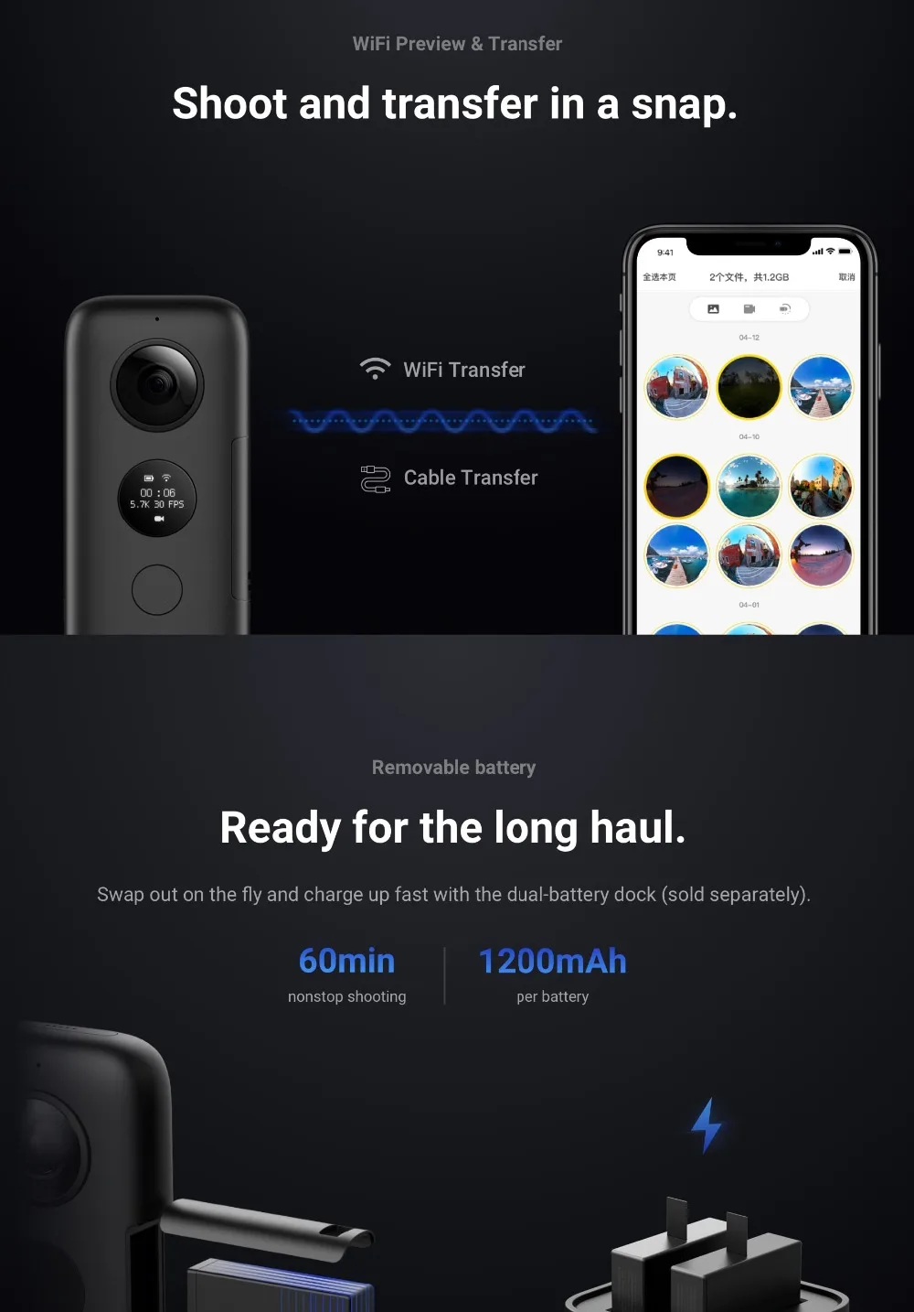 Insta360 ONE X VR 360 панорамная камера для iPhone и Android 5,7 K видео 18MP фото Экшн-камера для дайвинга чехол для Insta360