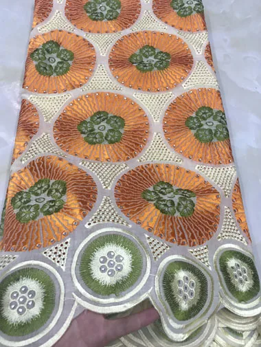 orange blue Nigerian Lace fabrics 2019 African Swiss Voile High Quality in Switzerland For Wedding EM017 | Дом и сад