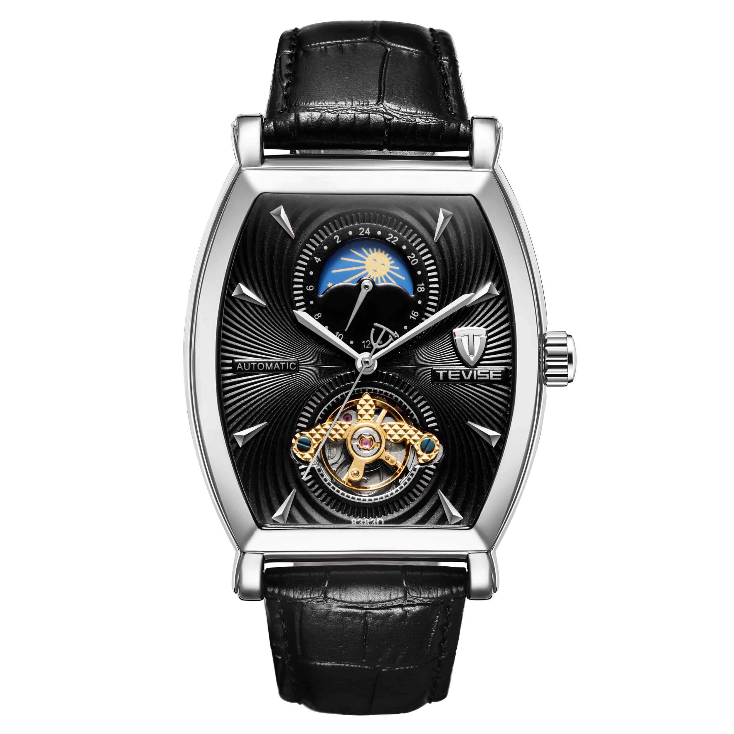 Tevise Топ автоматические часы с автоподзаводом Для мужчин Tourbillon механические