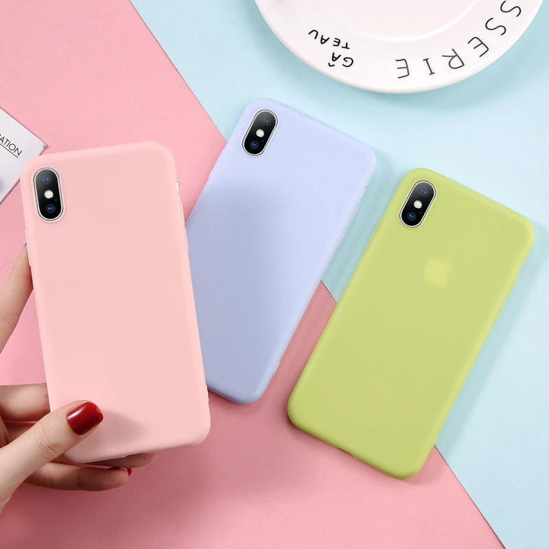 Original Candy Color Matte Soft TPU Silicone Phone Case Cover For Apple iPhone 6 6G 6s 7 8 Plus 7Plus 10 X XR Xs Max Cases Coque |