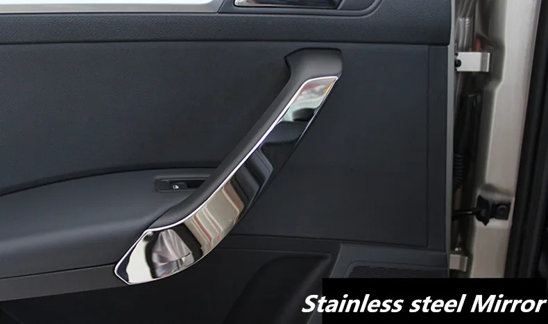 

stainless steel 4pcs/lot Door pull hand decorative sequins Auto Car Styling Stickers for Skoda 2014-2017 Rapid / Rapid Spaceback