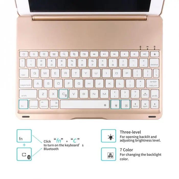 Алюминиевый Bluetooth клавиатура с подсветкой чехол-книжка для iPad Air 2 iPad Pro 9,7 дюйма