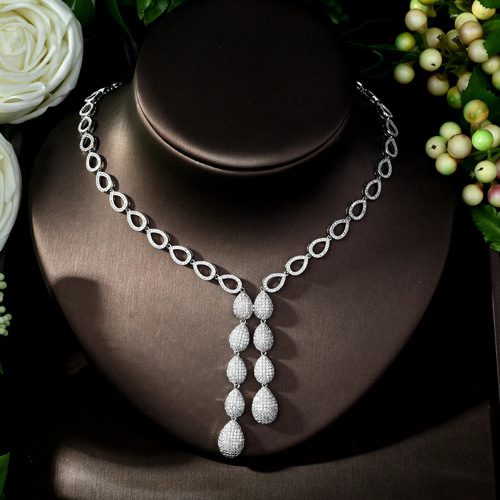 HIBRIDE Bijoux Femme Ensemble Свадебные Ювелирные наборы для женщин сверкающий AAA циркон медь Мода невесты ювелирный набор N-992