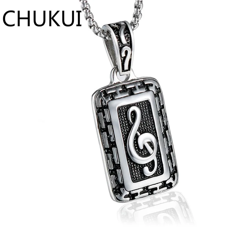 CHUKUI, Новое поступление, тройной Клиф, музыкальная заметка, мужское ожерелье, нержавеющая сталь, литье, ювелирное изделие, винтажное, серебряное, музыкальное ожерелье с подвеской, s