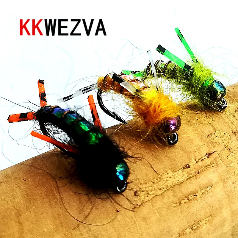 KKWEZVA 18 шт. приманка для ловли нахлыстом #8 черные крючки яркий материал блесна кожи