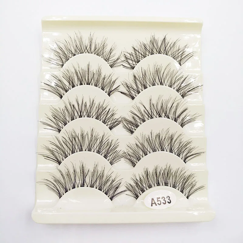 5 пар 3D накладные ресницы крест удлинение прозрачные пластиковые Инструменты для