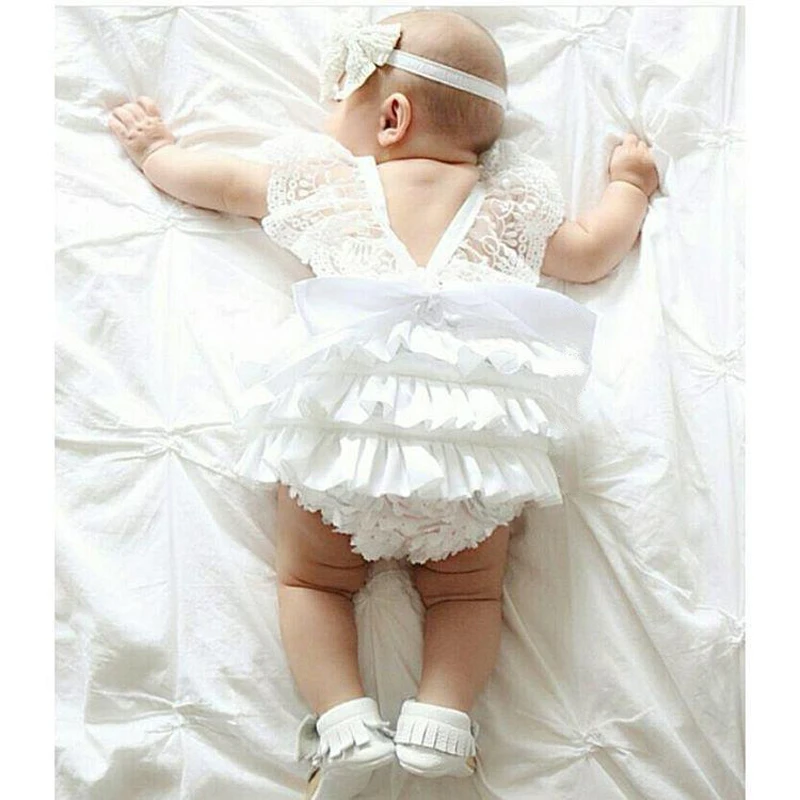 Emmababy однотонные белые боди для новорожденных девочек летние кружевные Rossette с