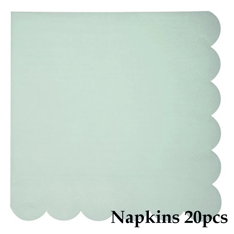 Napkin 20pcs 8 шт. бумажные тарелки конфетного цвета для вечеринки, дня рождения, пастельные тарелки из фольги с золотой фольгой, вечерние тарелки для украшения свадебной посуды - Цвет: Napkin 20pcs