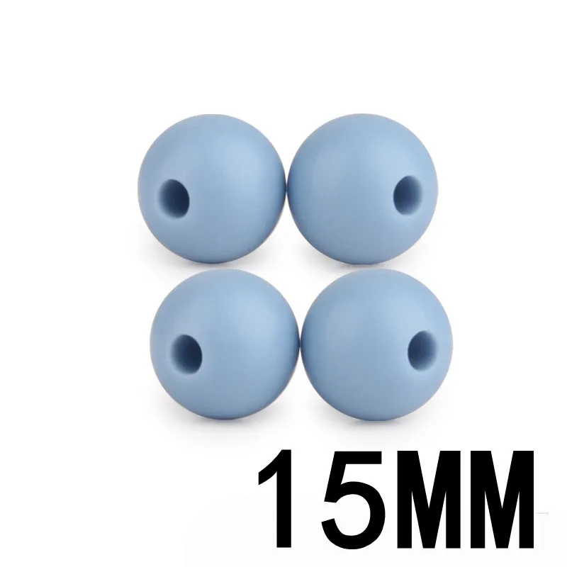 powder blue52 50 шт. Силиконовые Прорезыватели для зубов, 15 мм, цветной детский прорезыватель, стоматологический шарик, безопасная детская Прорезывание Зубов, Diy ожерелье для мамы - Цвет: powder blue52