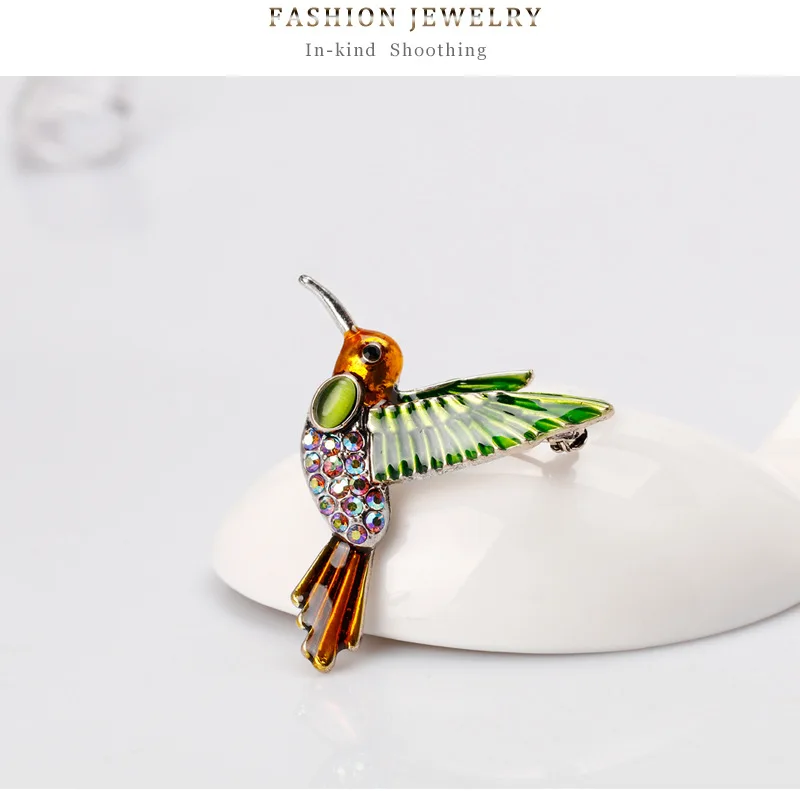 Funmor Bird Brooch Enamel Pin Crystal Jewelry For Women Men Suit Bag Scarf Accessories Party Wedding Ornaments Gifts Zinc Alloy