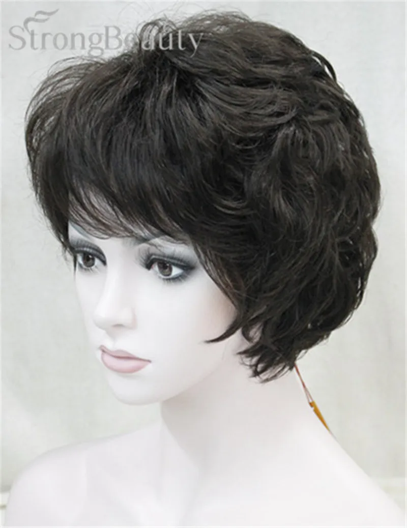 StrongBeauty искусственные синтетические волосы женские короткие вьющиеся парики для женщин много цветов на выбор