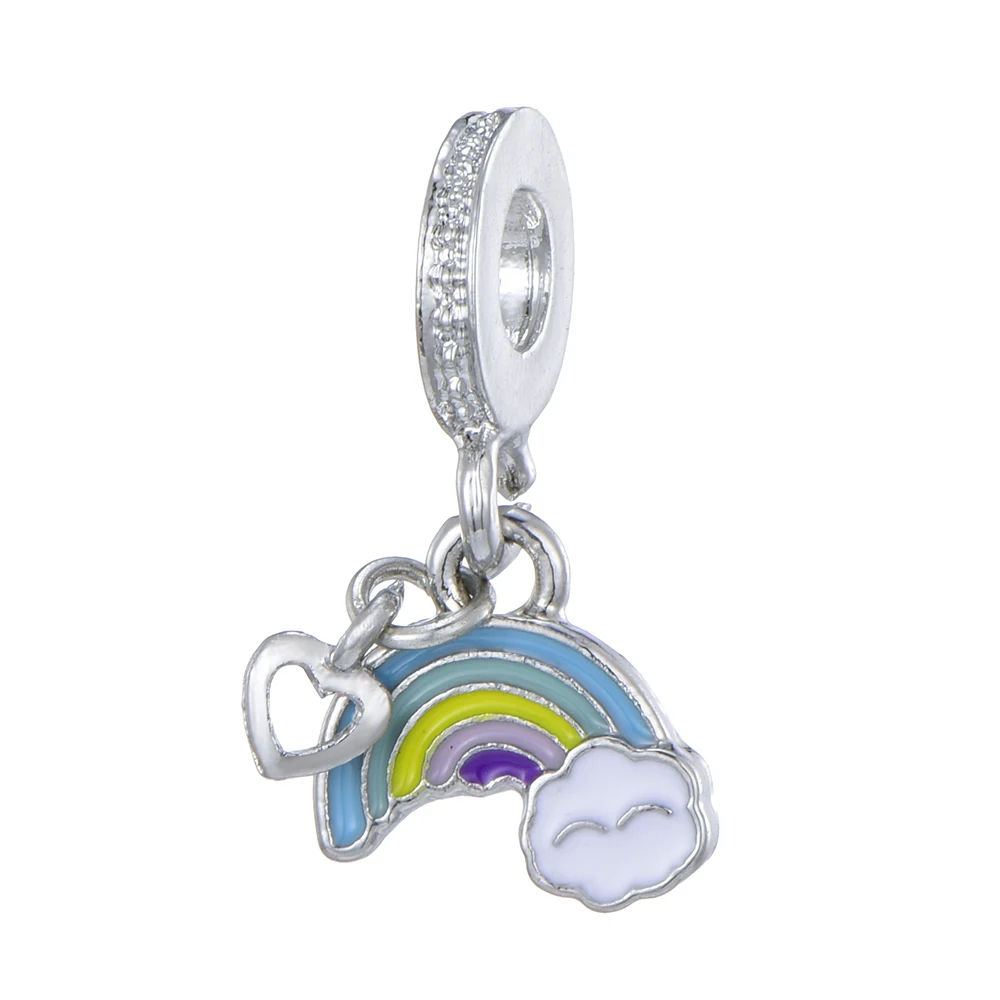 

Octbyna Fashion Rainbow Heart Color Enamel Charms Beads Fits Original Pandora Bracelets&Necklace DIY Jewelry Making Gifts