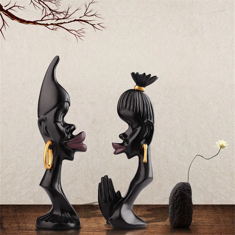 

Creative Black Ornamental Fashion Living Room Tv Cabinet Wine Cabinet House Craftsmanship Decoration Furnished African couple