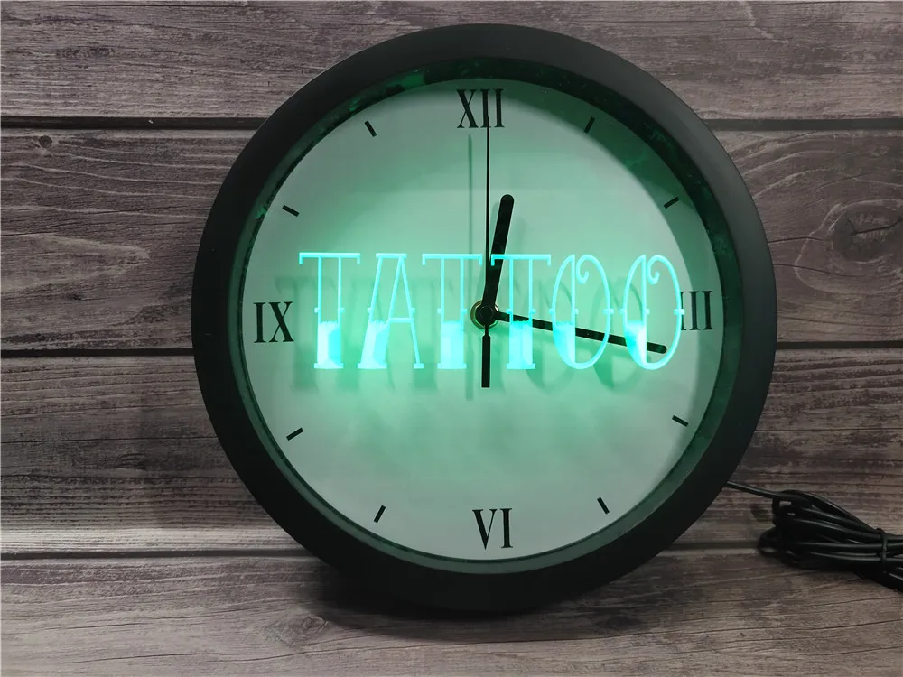 Tattoo Shop Bar Pub Art Piercing APP RGB 5050 LED Neon Light Signs Wall Clock | Clocks