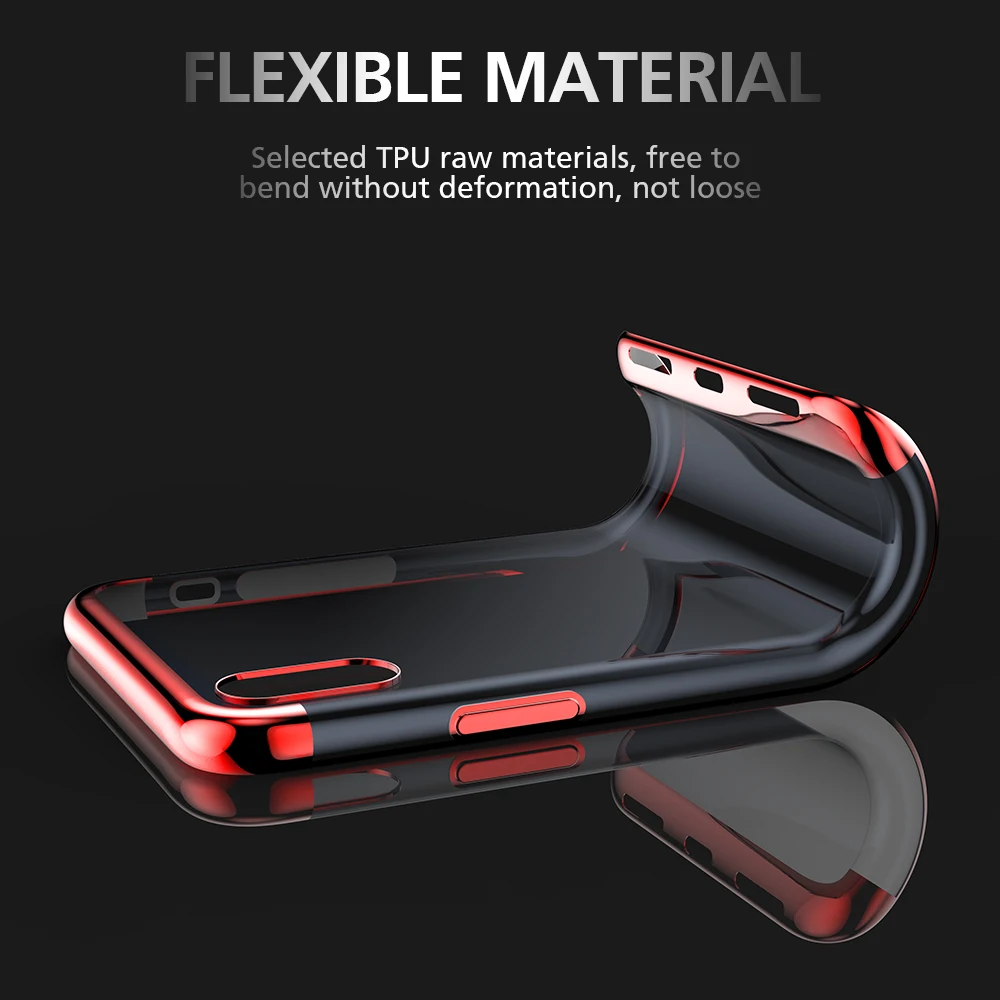 KEYSION Soft TPU Case for iPhone XS Max Ultra thin transparent plating shining case XR X Mixed silicon cover |