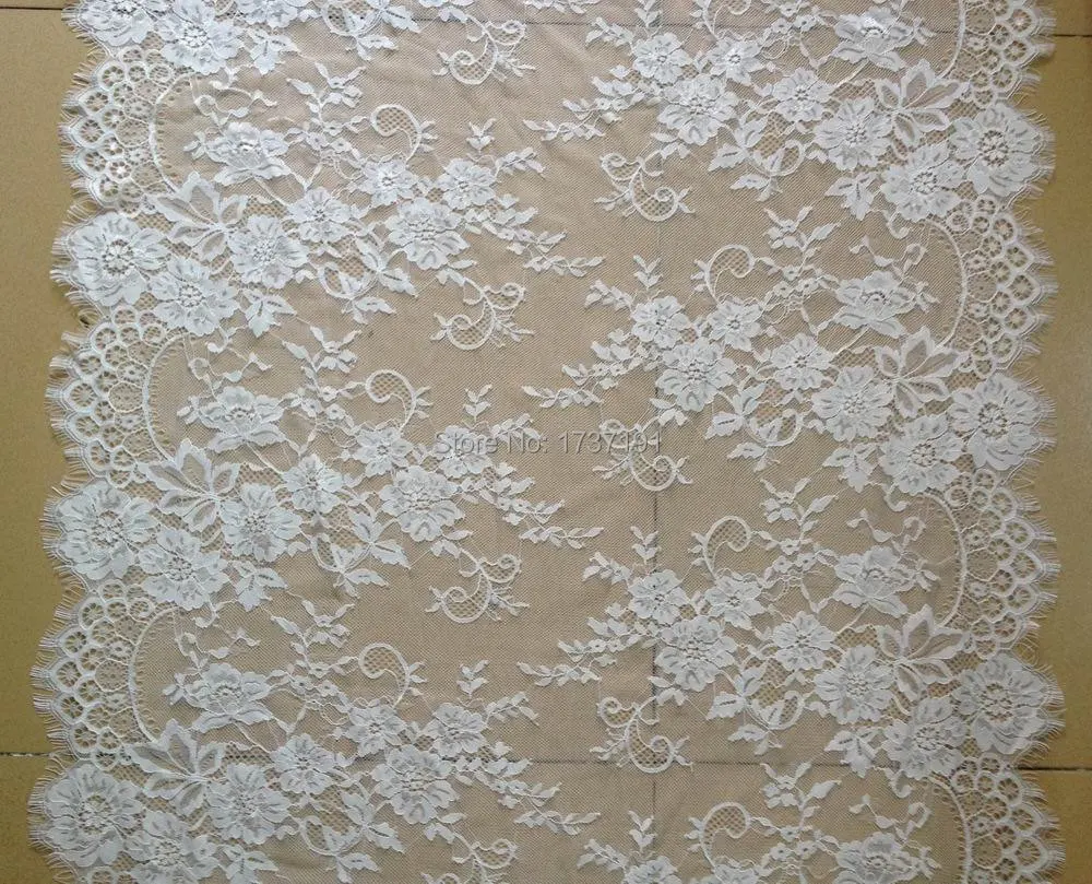 3M Soft French White Eyelash Lace Fabric Trim With Flower For Wedding Table Runner Veils Shawl Head Scarf Garments | Дом и сад