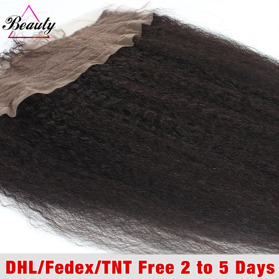 13x4 Перуанский Человеческих Волос Грубый Яки Фронтальная С Ребенком в Ушах до Уха