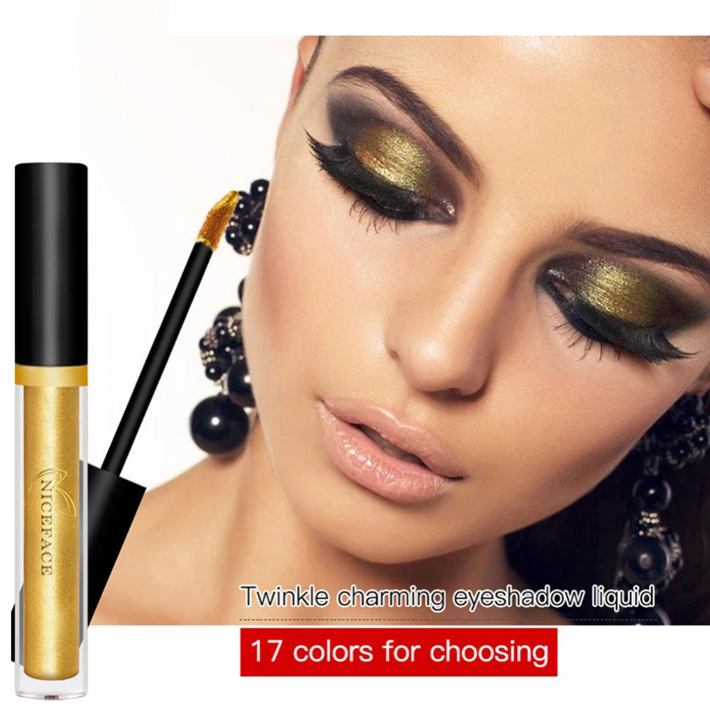 100% новый 17 цветов жидкая Shimmer Тени Make Up Водонепроницаемый блеск металлик теней