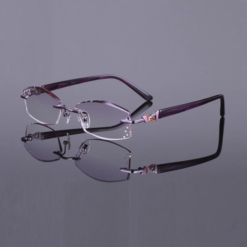 Ультралегкие титановые женские очки RImeless градиентные для близорукости|glasses