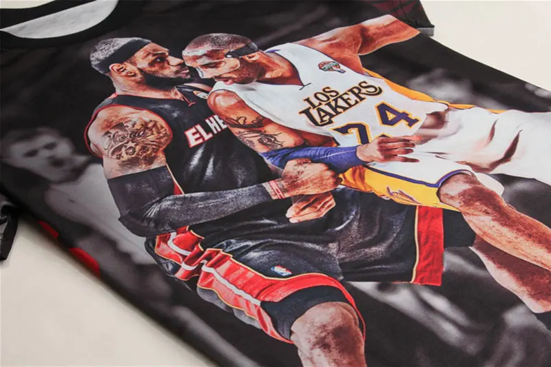 Новая звезда футболка модные топы и Футболки 3D James Kobe короткий рукав заказ Прямая