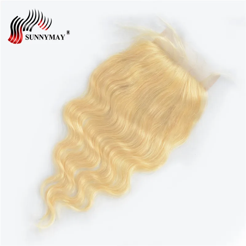 Sunnymay 5x5 блонд кружева закрытие бразильские волосы remy объемная волна 613 цвет Топ