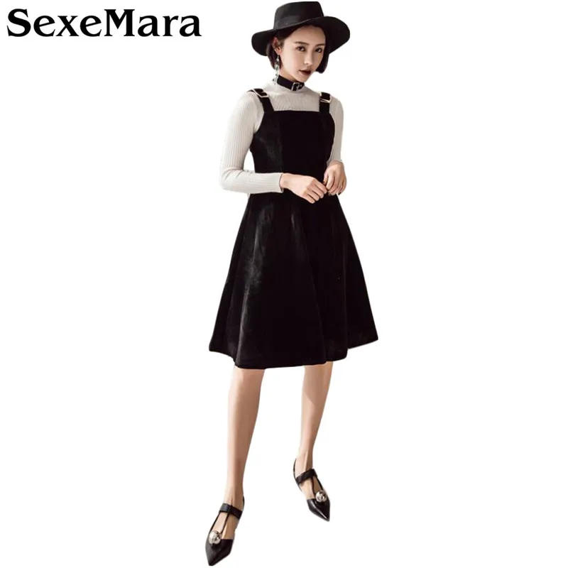 Женское вельветовое платье SexeMara Повседневное без рукавов для школы осень 2017|vestidos