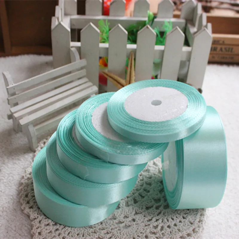 25 ярдов зеленая Мятная шелковая атласная лента украшение для свадебной