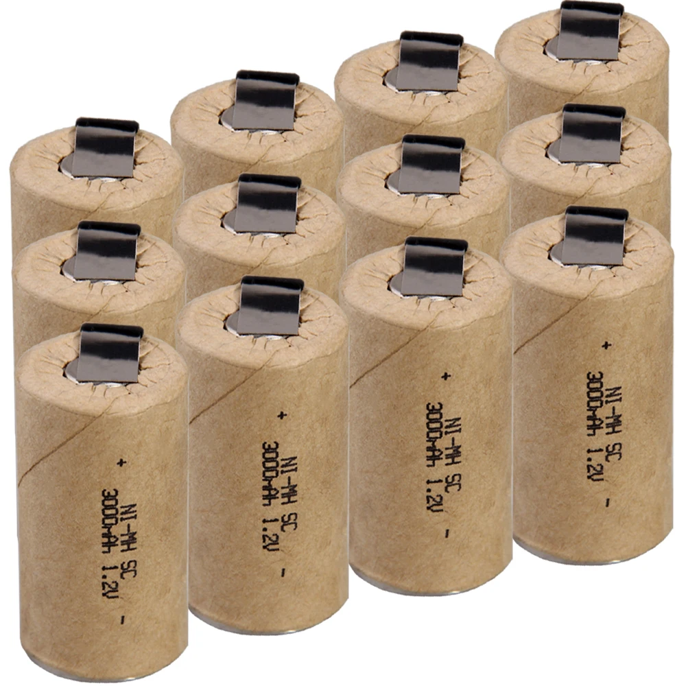 Самая низкая цена 12 шт SC батарея 1,2 v батареи перезаряжаемые 3000mAh nimh батарея для электроинструментов akkumulator