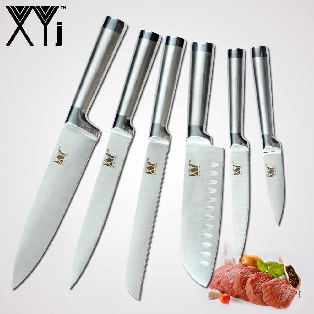 

XYj Kitchen Knives Set One Piece 7cr17 Stainless Steel Structure Knives Fruit Utility Santoku Chef Slicing Bread Cooking Knife