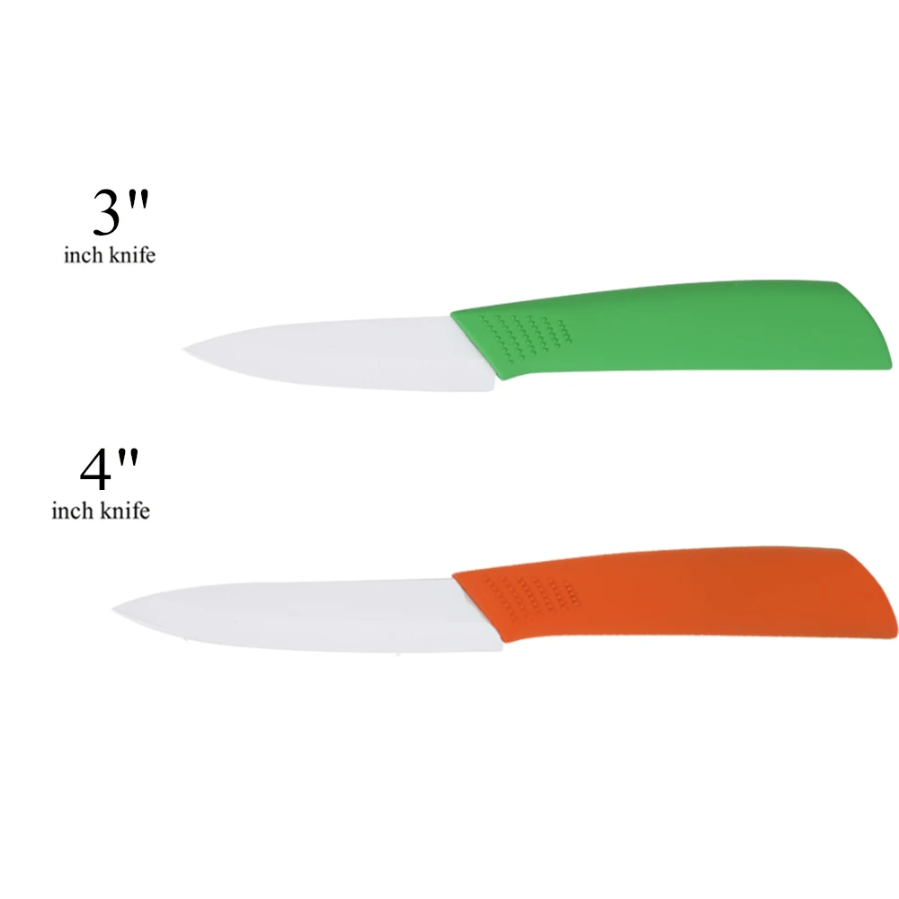 3inch and 4inch Кухонные ножи, керамические ножи, 3, 4, 5, 6 дюймов, циркониевые белые лезвия для очистки овощей, фруктов, мяса, красочные ручки, набор керамических ножей для приготовления пищи - Цвет: 3inch and 4inch