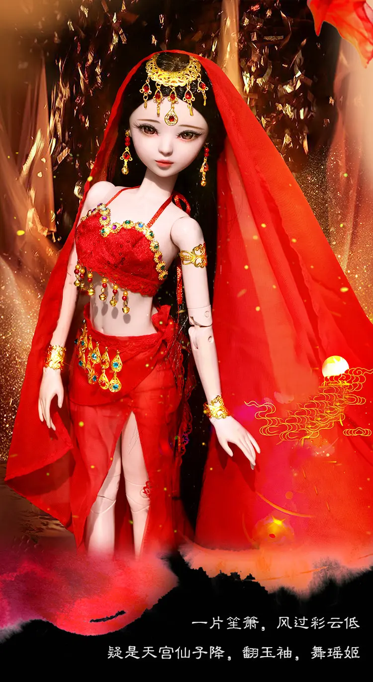 Ручная работа 1/3 Bjd куклы полный набор 60 см красное платье китайский костюм кукла-невеста большая шарнирная кукла девочки игрушки для детей куклы