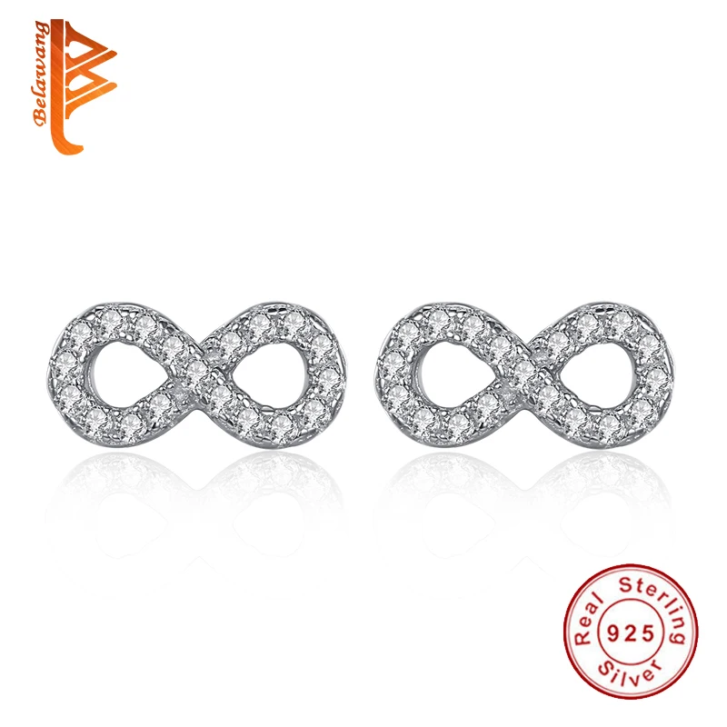 Женские серьги-гвоздики из серебра 100% пробы с фианитами | Украшения и аксессуары