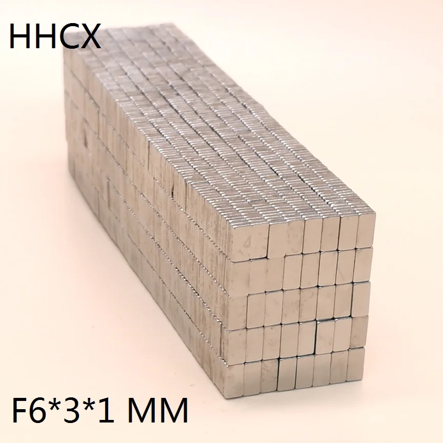 100 шт./лот неодимовый магнит 6x3x1 N35 Сильный мм квадратный редкоземельный 6*3*1