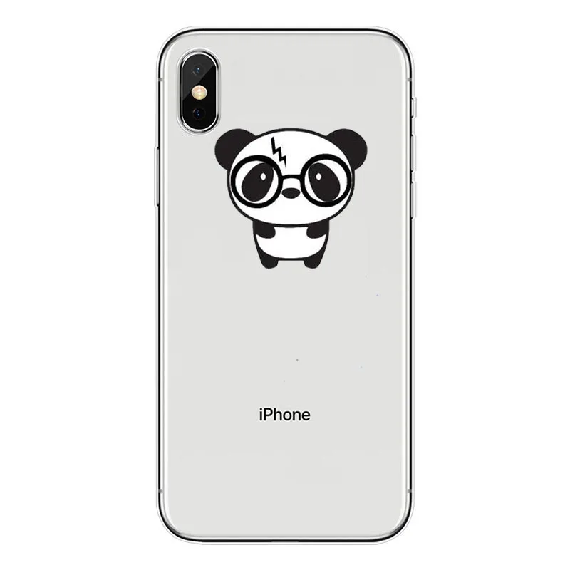 Чехол sera с милой пандой из мультфильма, чехол с животными для iphone X, 5S, 7, 6, 6s plus, 8 Plus, 5 SE, прозрачный силиконовый мягкий чехол для телефона из ТПУ