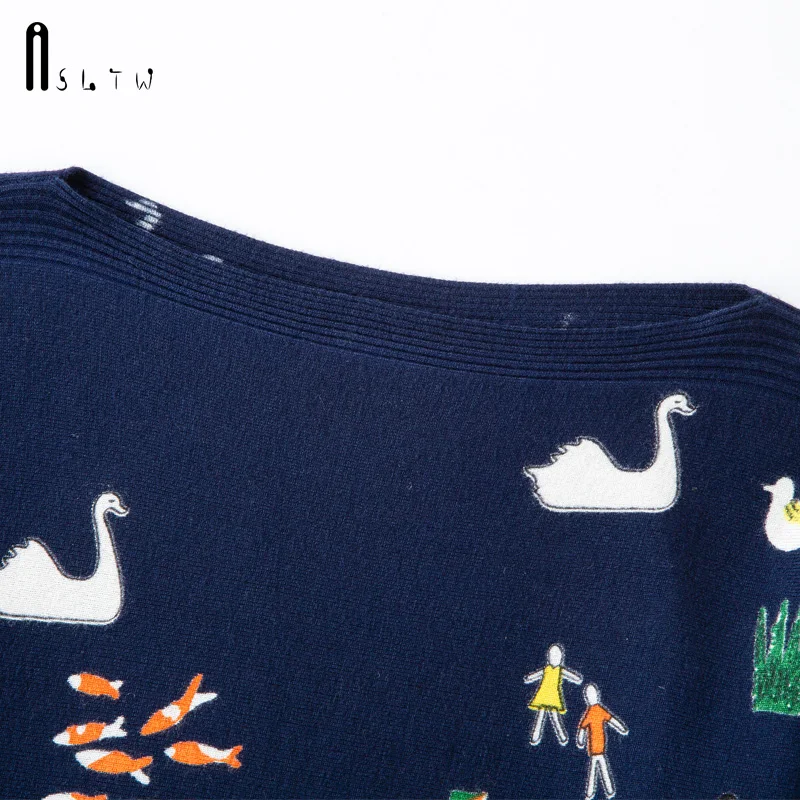 ASLTW женский свитер с милым принтом Осень-зима Модный пуловер длинным рукавом