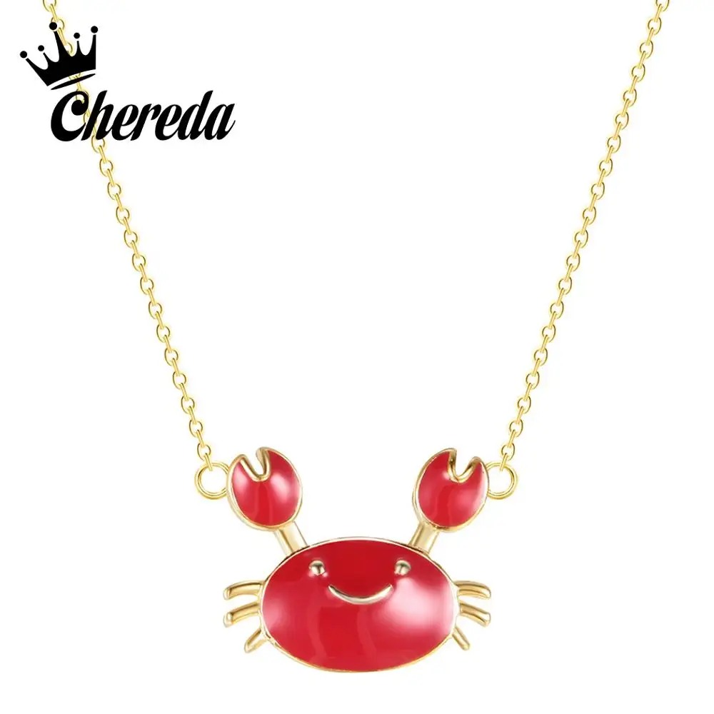 

Chereda Red Cute Crab Handmade Necklaces&Pendants Trendy Engagement Wedding Jewelry