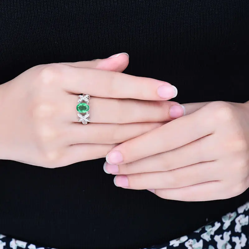 LOVERJEWELRY женские кольца натуральный зеленый изумруд обручальное кольцо с