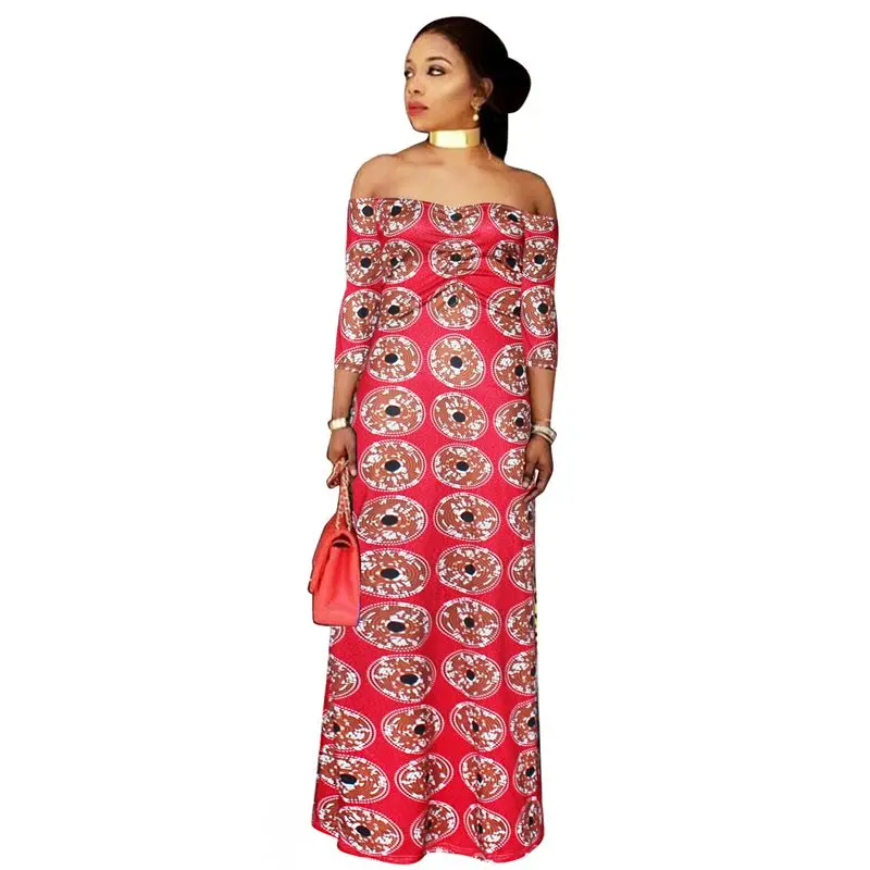 2017 африканская женская одежда плюс размер печати Длинные Макси платья Africaine с