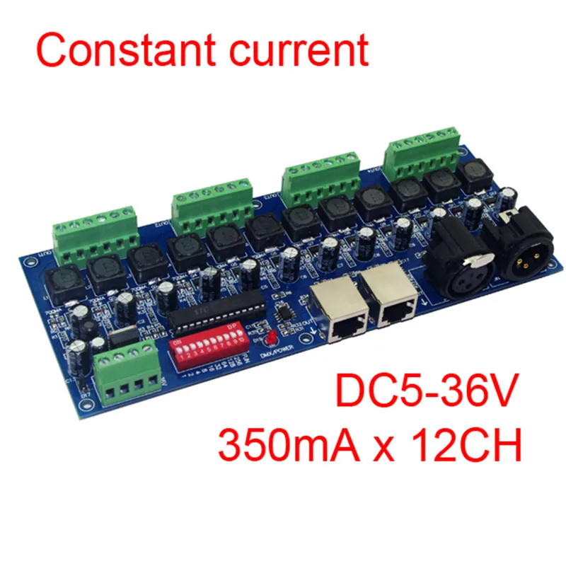 Лучшая цена 1 шт. Φ 512 мА постоянный ток 12-канальный декодер dmx с RJ45 XRL 3P бесплатная