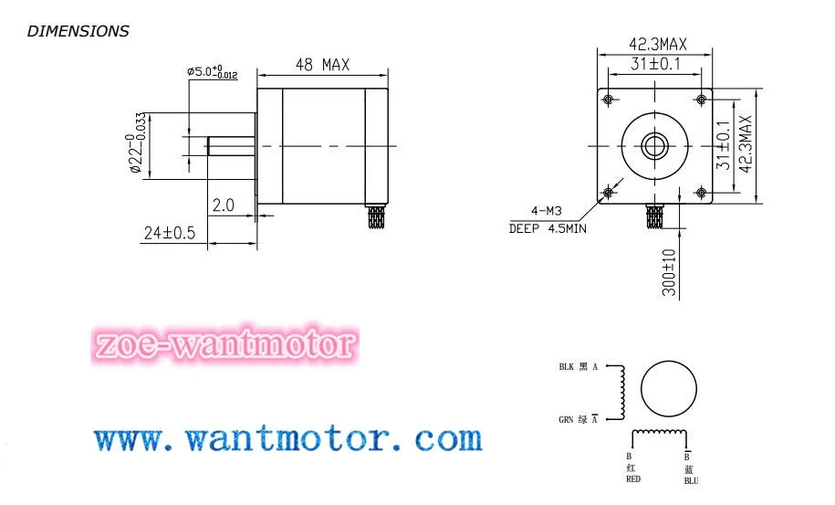 Из Германии и бесплатно! 60 шт. Nema 17 Wantai 42BYGHM809 4000g. cm, 1.7A Робот 3D Makebot Reprap принтер(CE, ROSH