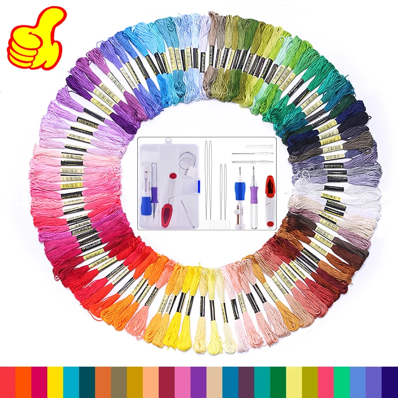 Набор разноцветных игл для вышивания и перфорации вышивки нитью перфоратор