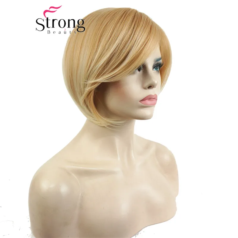 StrongBeauty короткий прямой Темно-красный выделенный Боб Стиль обметанная челка синтетический парик