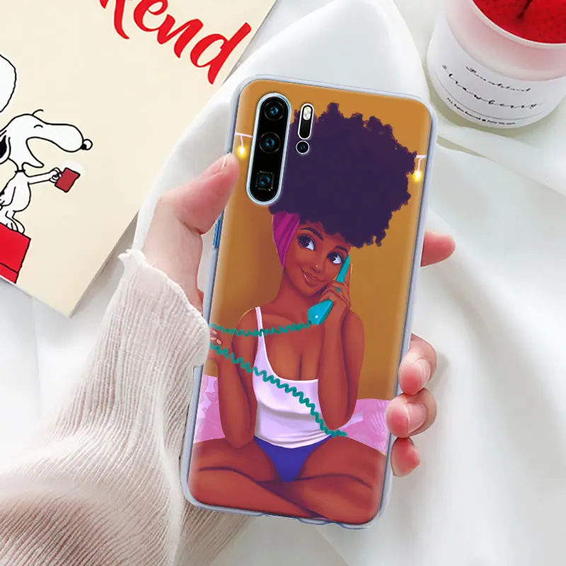 Красивый афро ДЕВУШКА Футляр для телефона для huawei P30 Pro P10 P20 P30 Lite P8 P9 Lite P Smart Plus чехол