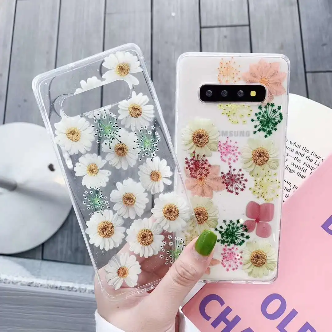 Europe US Fashion Gold Foil Flash Flowers Clear Silicone Case for Samsung Galaxy S9 S10 Plus S10Lite Note 8 9 Soft Glitter Cover |