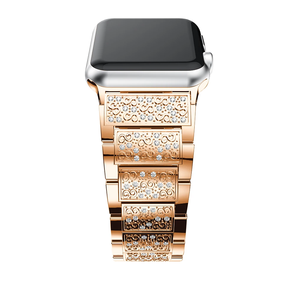 Для Apple Watch серии 4/3/2/1 браслет 40 мм, 38 мм, 42 мм, 44 мм, мужские, женские, металлические ремешки для часов Ремешок с Стразы