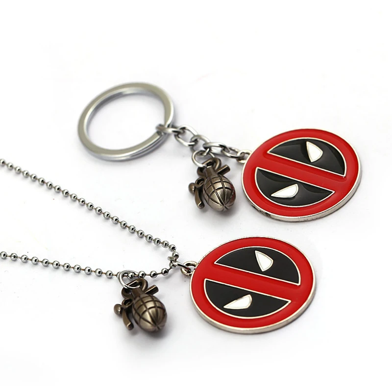 

New Deadpool Keychain Red Coin Metal Key Ring Key Chains Beads Chain Pendant Toy Men Car Women Gift Jewelry llaveros Chaveiro