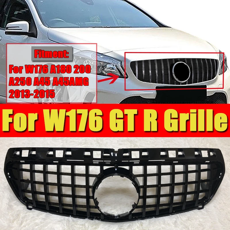 W176 GT R решетка для гриля класса А A45 глянцевая черная A180 A200 A250 грили без знака