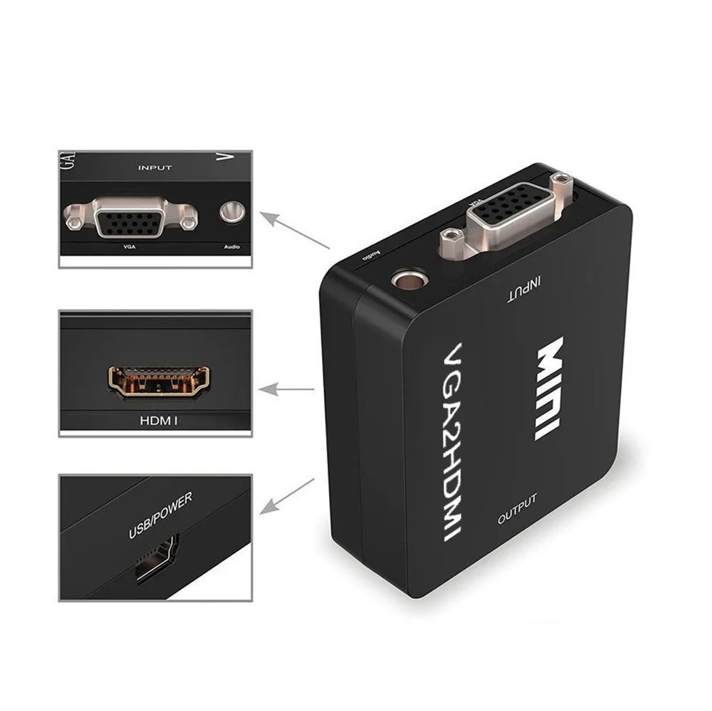 EPULA преобразователь из VGA в HDMI Разрешение к Version1.3 Женский женскому видео адаптер