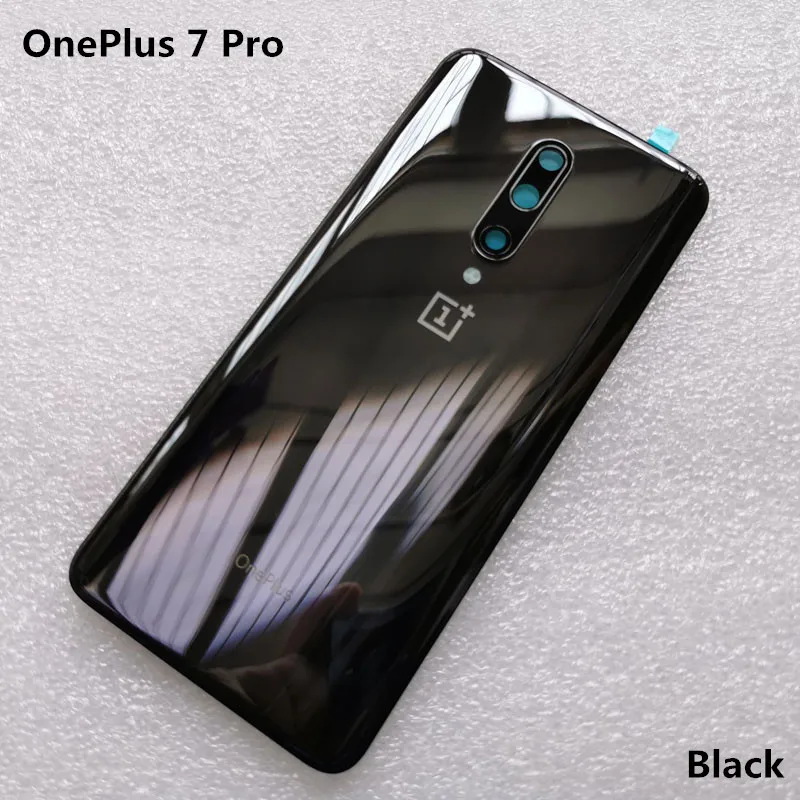 Black Новая задняя крышка из закаленного стекла для OnePlus 7 Pro, запасные части, задняя крышка для батареи, корпус+ рамка для камеры+ крышка для вспышки - Цвет: Black